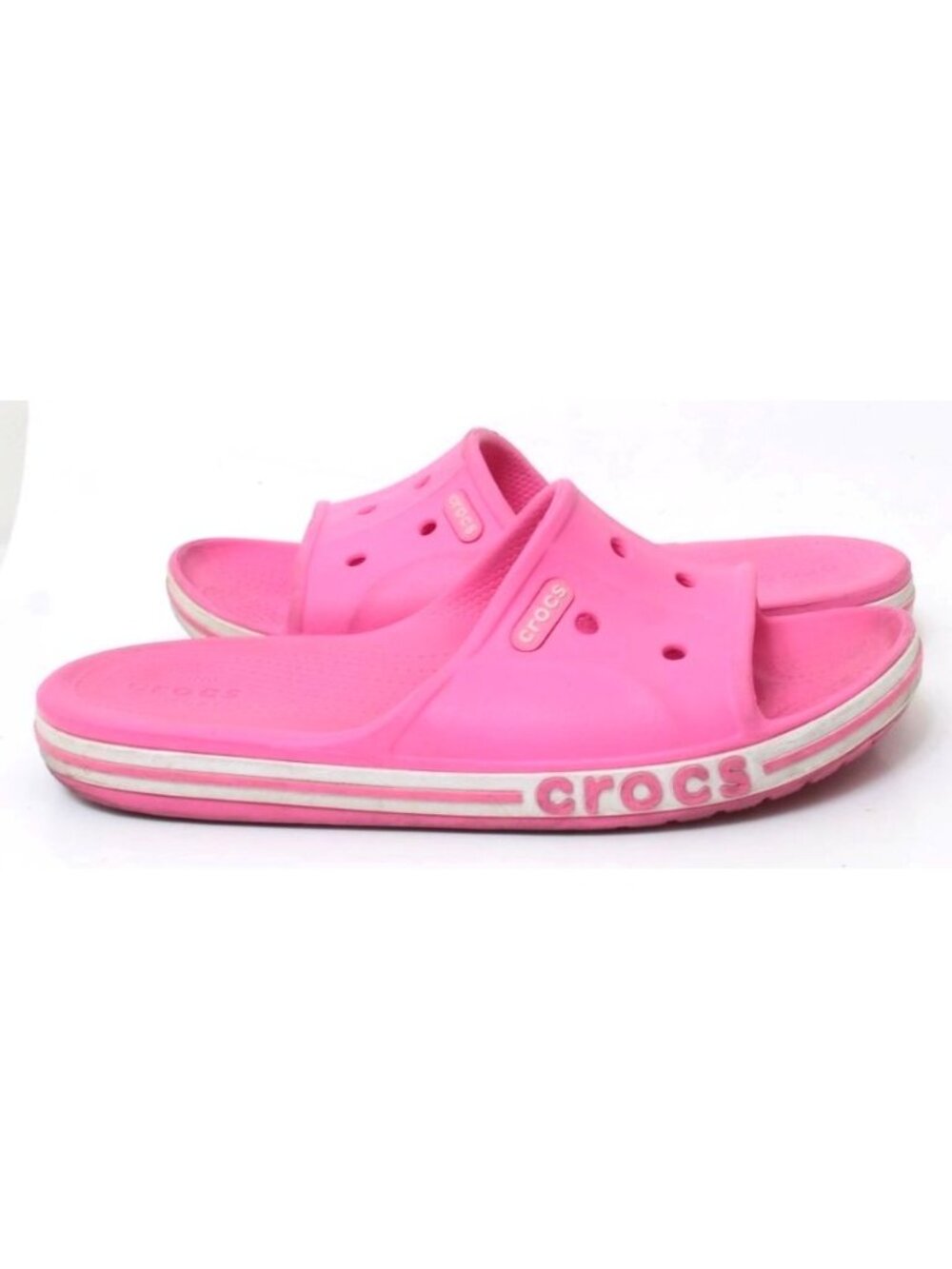 Crocs Bayaband Shoes Women’s Size 11 Pink Slip On Slides Comfort Sandals MEN 9
